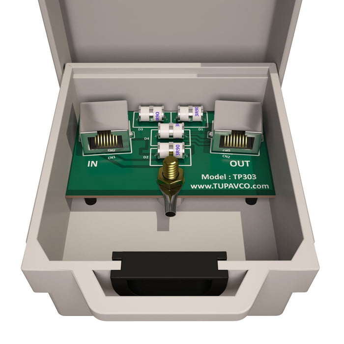 Tupavco Ethernet Surge Protector (2 Pack) Gigabit PoE++ (154W/3.2A)  Mounting Flange (Gas Discharge Tube) Metal Shielded RJ45 Lightning  Suppressor LAN