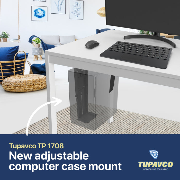 Stand Up Desk Store Adjustable CPU Desktop Computer Tower Holder Under Desk Mount